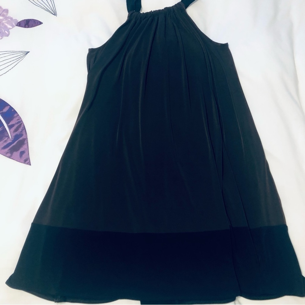 London Times Size 8 Dark Chocolate & Black  Halter Knit Dress - Picture 9 of 13